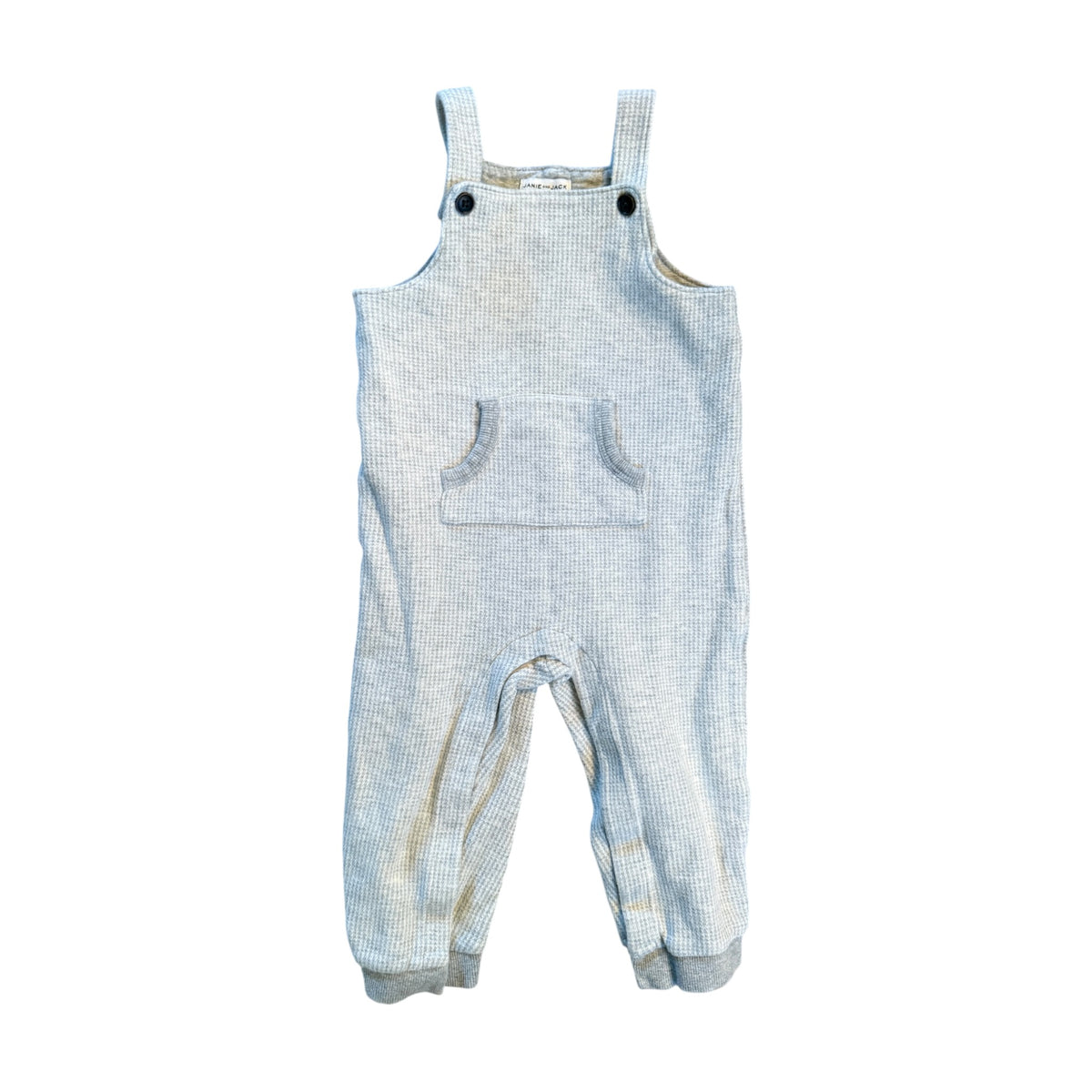 Janie & Jack Cream Waffle Knit Overalls